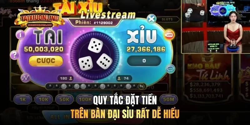 Quy tắc đặt tiền trên bàn đại sỉu rất dễ hiểu