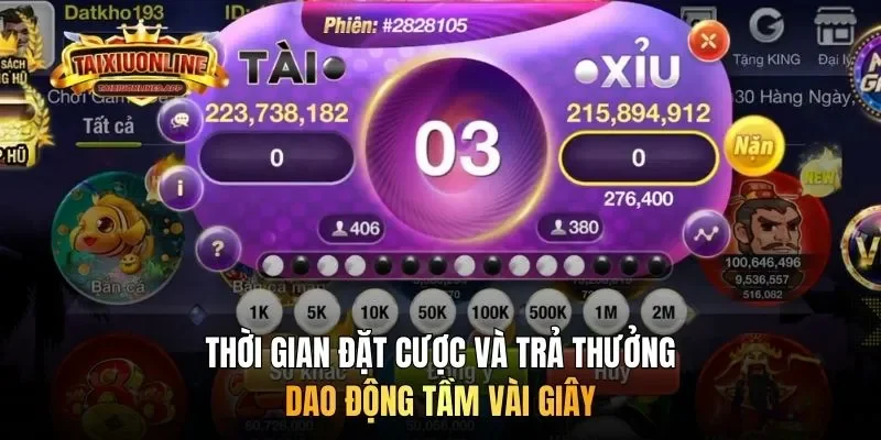 Thời gian đặt cược và trả thưởng dao động tầm vài giây